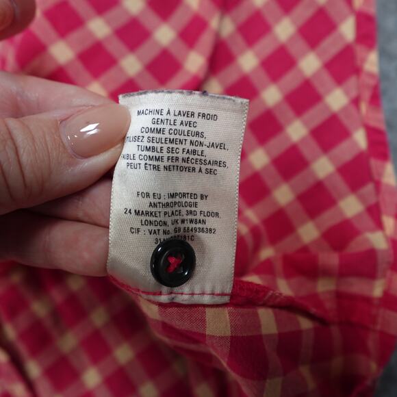 Anthropologie Top Womens 2 Button Front Plaid Checked Western Holding Horses - Picture 5 of 10